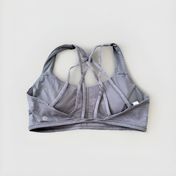 Lululemon Free To Be Serene Bra Size 10 Heathered Grey Strappy Back - Picture 4 of 6